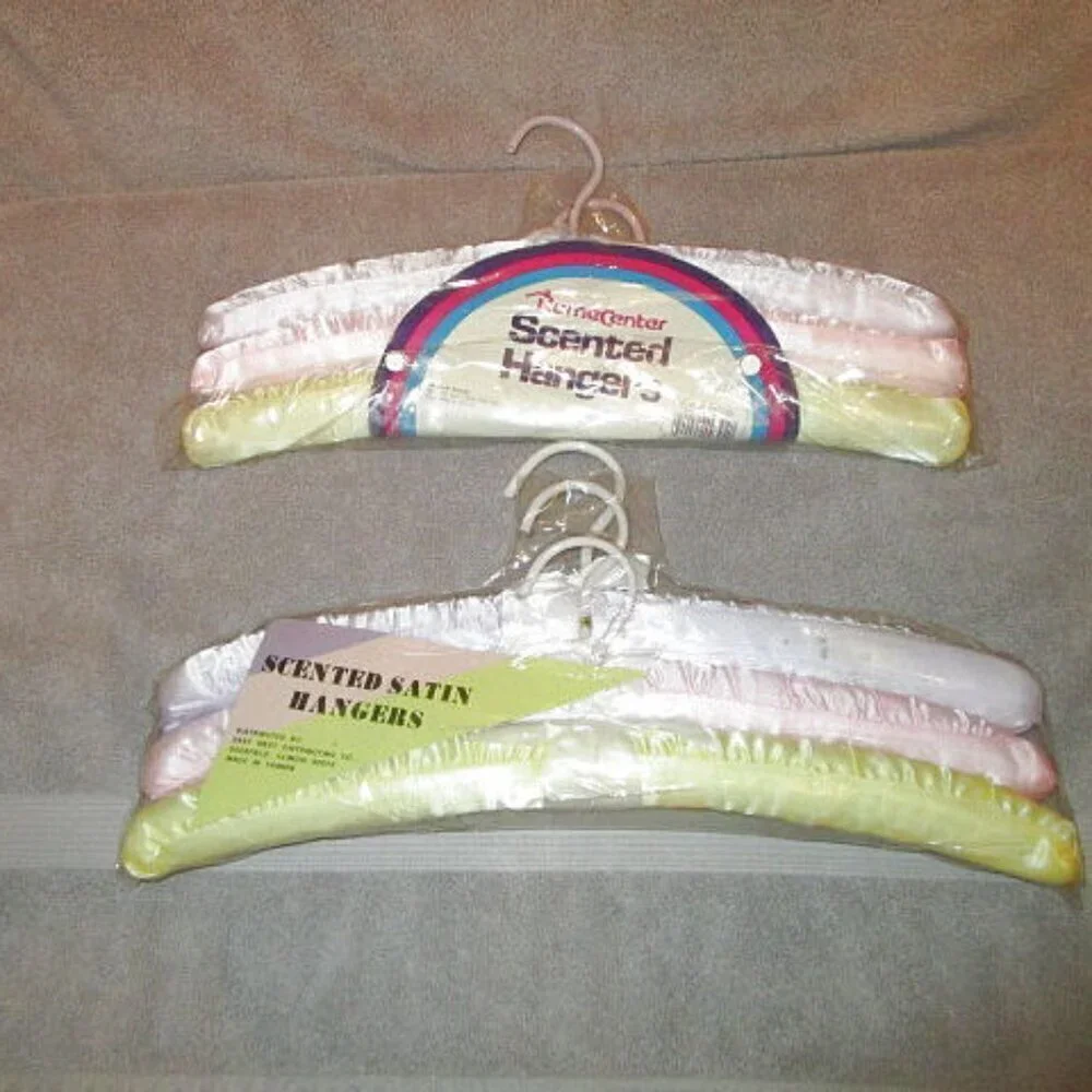 Vtg Satin Padded Hangers Set Of 6 Princess Boudoir Lingerie Bridal Purple NEW